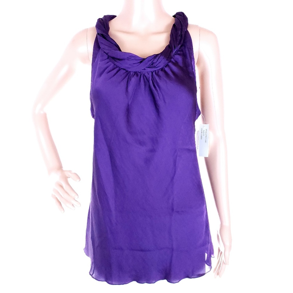Signature by Larry Levine Women Tank Top Keyhole Purple Size M - NWT